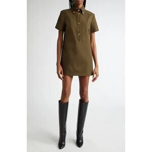 NWT Brandon Maxwell The Noelle Cotton Gabardine Minidress Olive Size 2